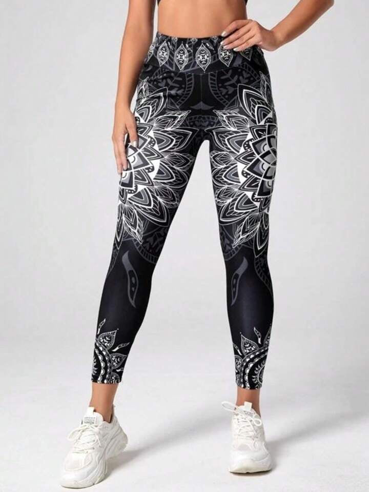Digital Printed Compression Workout Leggings, Faux Denim Effect, Sexy Tummy Control & Butt Lifting, Waist Training, Gym & Yoga