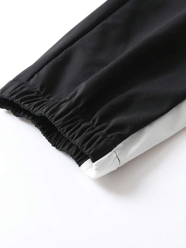 Men Two Tone Drawstring Hooded Sports Jacket & Sweatpants Gym Clothes Men, Athletic Suit, Tracksuit