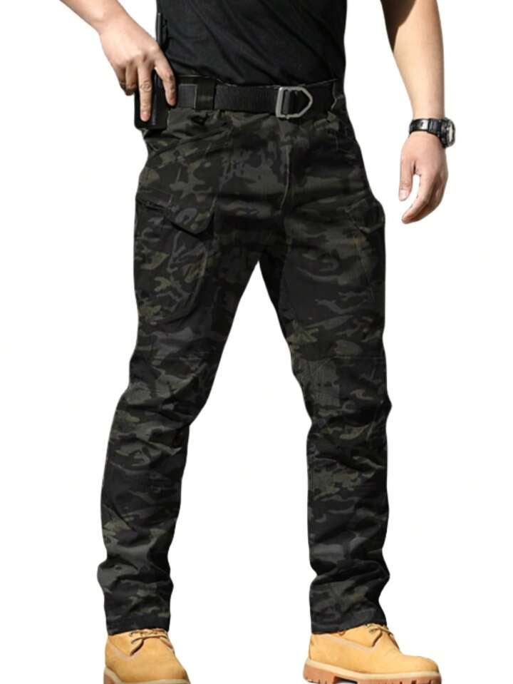 Men's Camouflage Outdoor Windproof And Waterproof Fleece Softshell Jacket And Pants Sports Suit