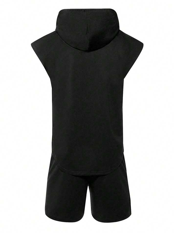 Men Shorts Set Men's Sleeveless Hooded Boxing Sportswear Set, Athletic Suit, Tracksuit Workout Set