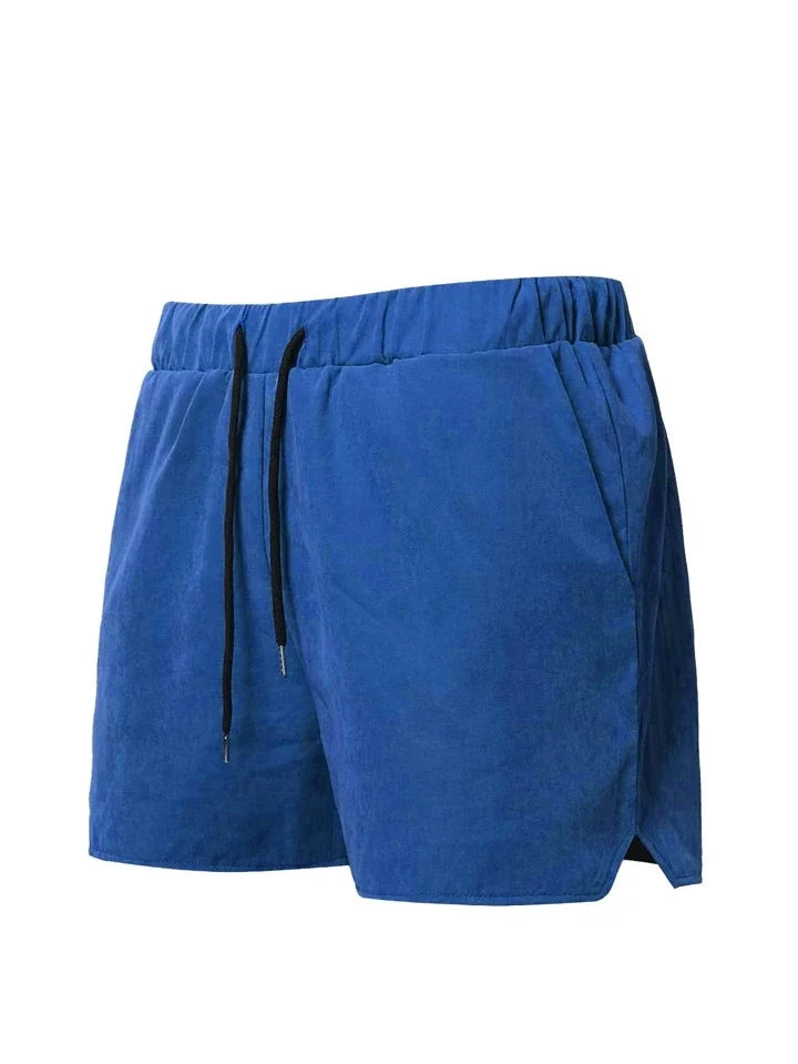 Homme Men Drawstring Waist Slant Pocket Shorts