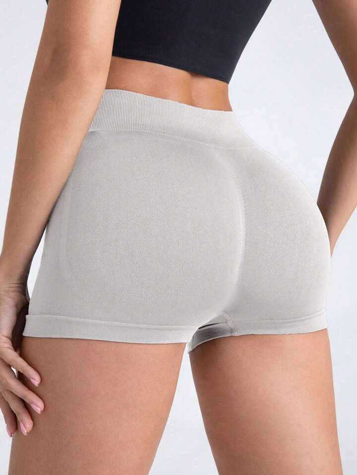 Women's Seamless Yoga Shorts, High Waist, Stretchy, Butt Lifting, Solid Athletic Shorts
