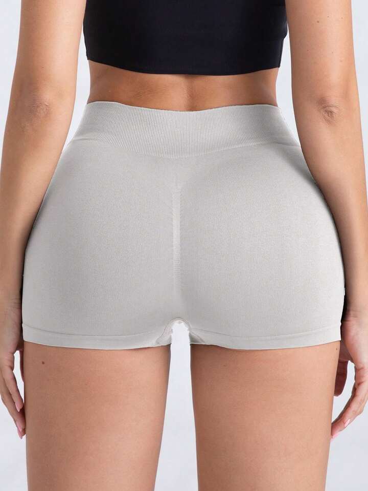 Women's Seamless Yoga Shorts, High Waist, Stretchy, Butt Lifting, Solid Athletic Shorts