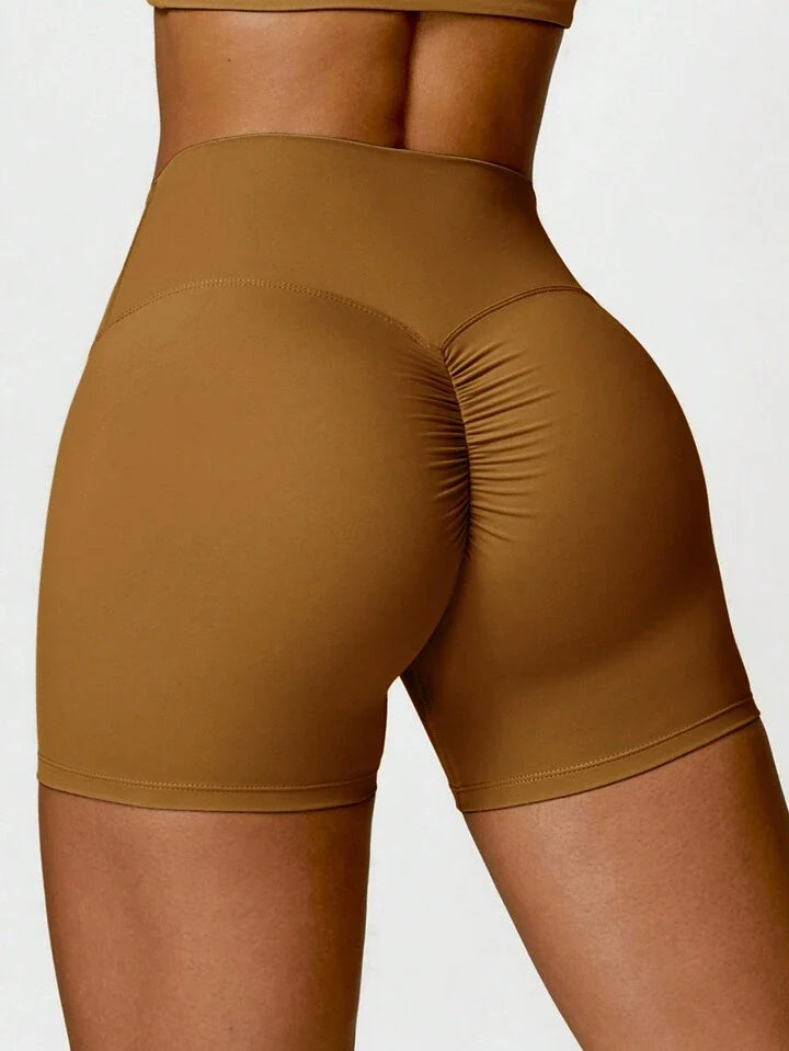 Women's Fitness Shorts, Yoga Pants, Running Sports Pants, High Elasticity Sports Pants, Pleated And Hip Lifting Pants Spandex Shorts