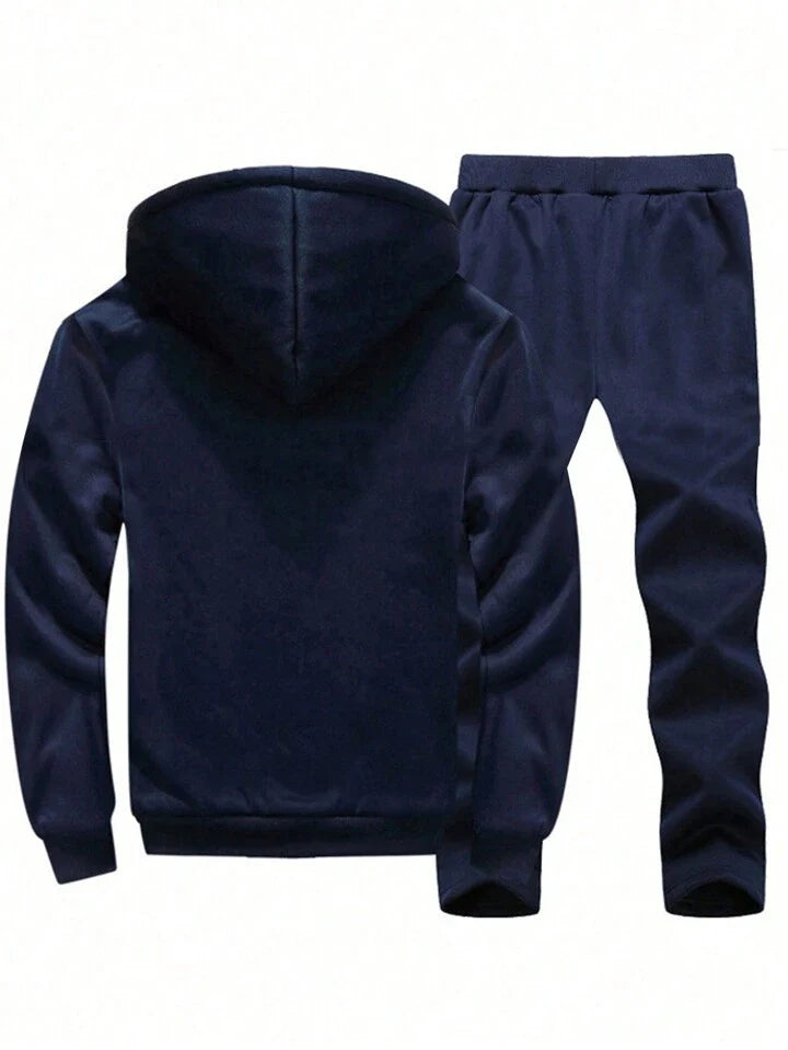 Thick And Warm Winter Sportswear Set, Sweatshirt And Long Pants, 2pcs Men's Outfit Gym Clothes Men, Athletic Suit, Tracksuit
