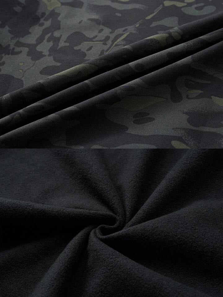 Men's Camouflage Outdoor Windproof And Waterproof Fleece Softshell Jacket And Pants Sports Suit
