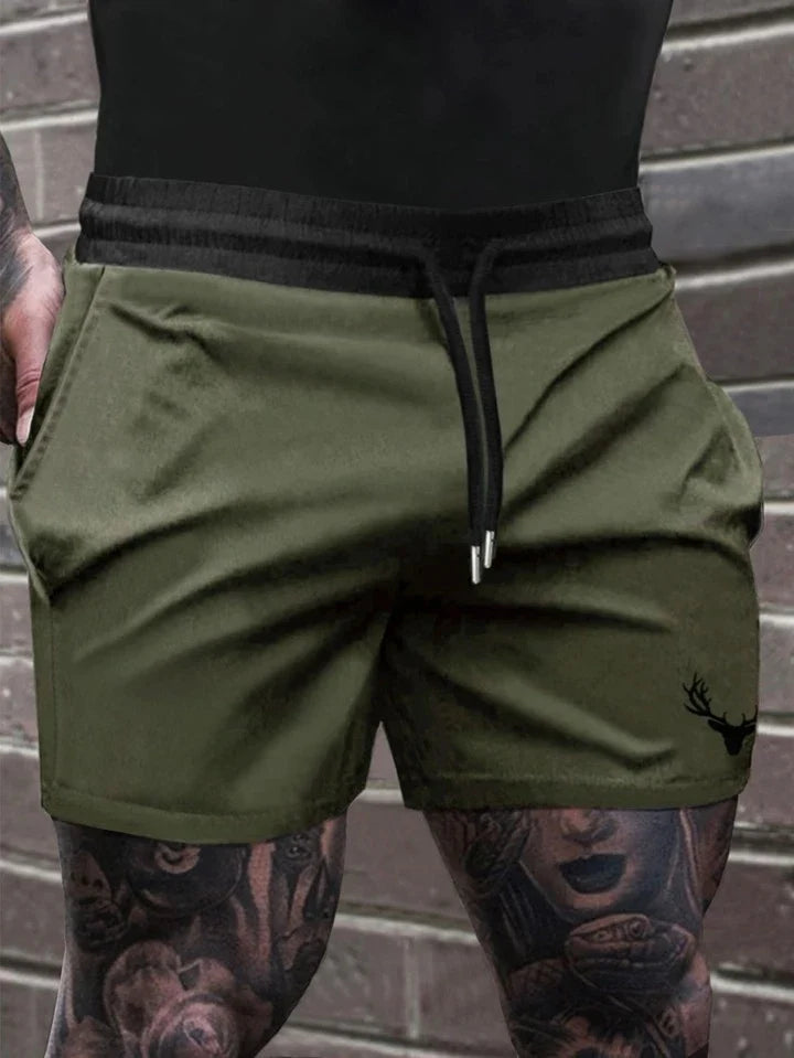 Homme Loose Fit Men's Letter Graphic Drawstring Waist Jogger Shorts