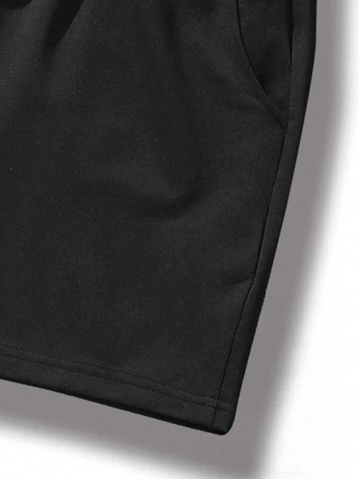 Homme Men Skull Print Drawstring Waist Shorts