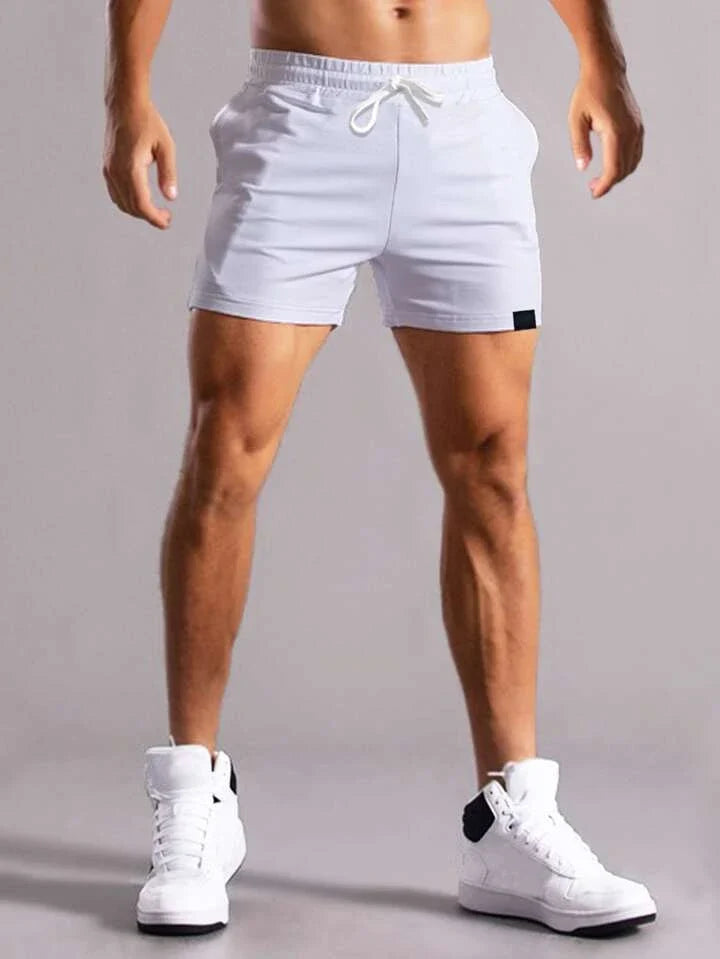 Homme Men Patch Detail Drawstring Waist Shorts