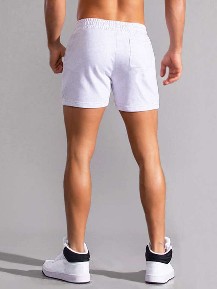 Homme Men Patch Detail Drawstring Waist Shorts