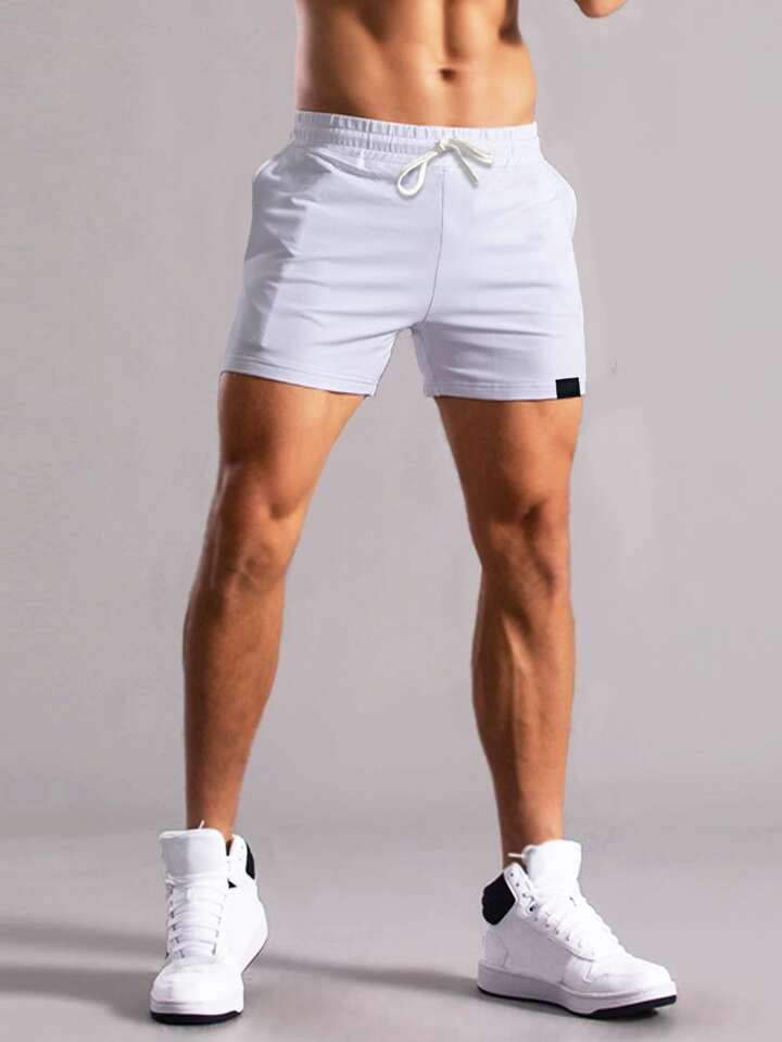 Homme Men Patch Detail Drawstring Waist Shorts