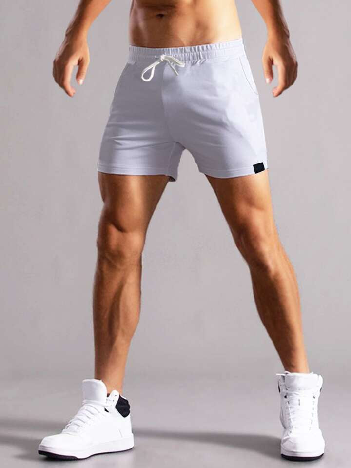 Homme Men Patch Detail Drawstring Waist Shorts