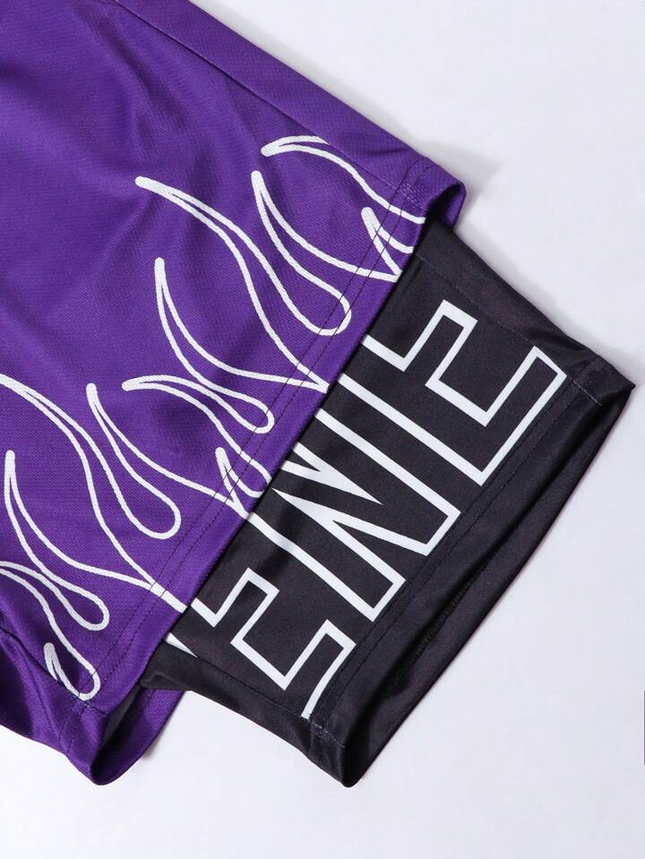 Street Life Men Gradient Letter Print Drawstring Waist Casual Basketball Mesh Shorts